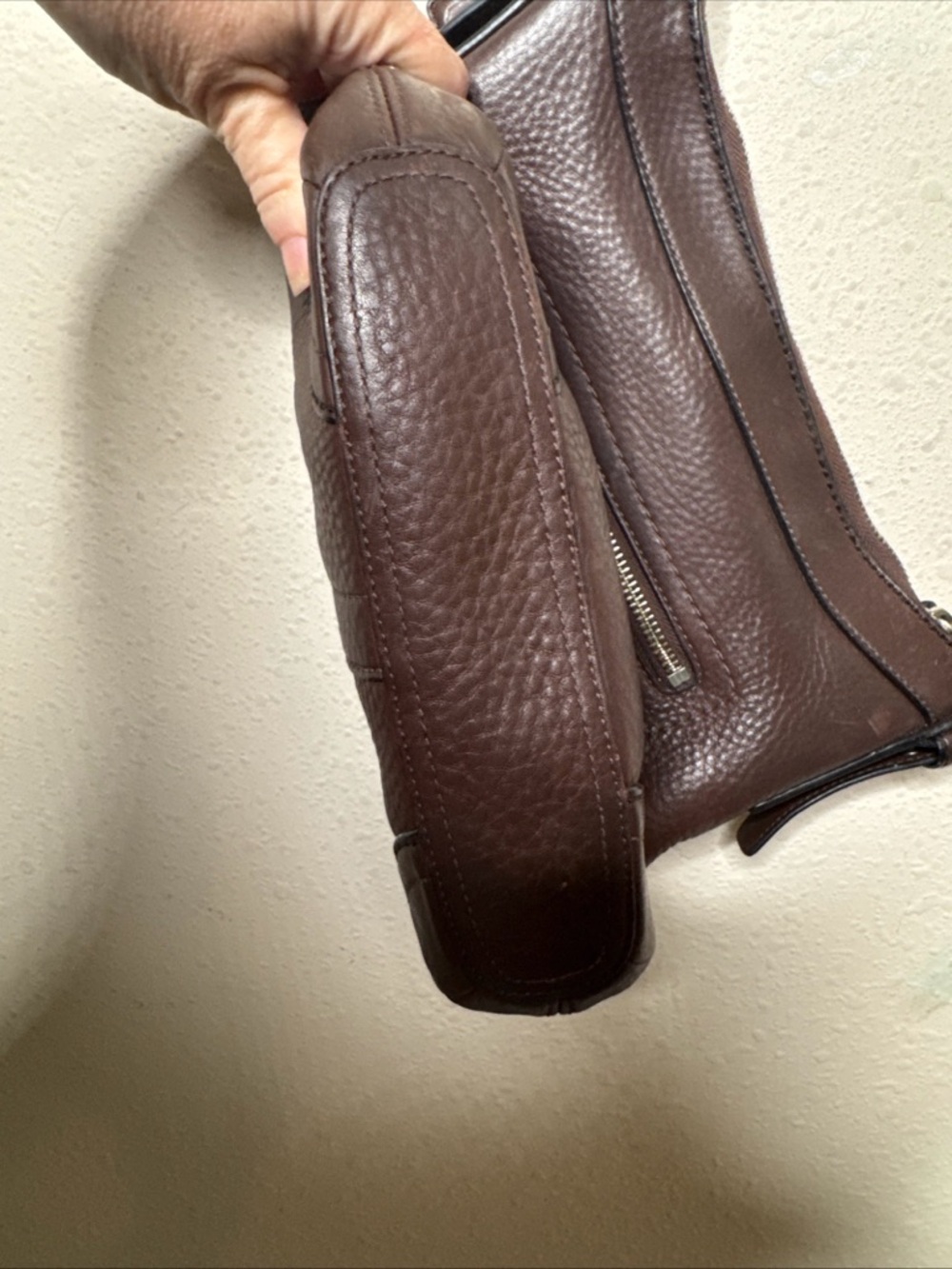 COACH PEBBLE Brown Leather Silver Tone Hardware CROSSBODY Bag F12319 - Picture 6 of 15